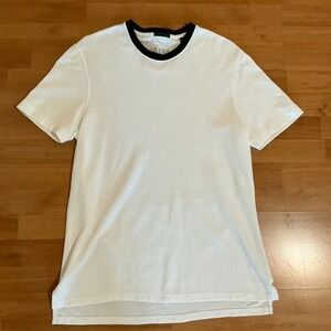 ATM Anthony Thomas Melillo Pima Cotton Crew Neck T Shirt White Black Trim M